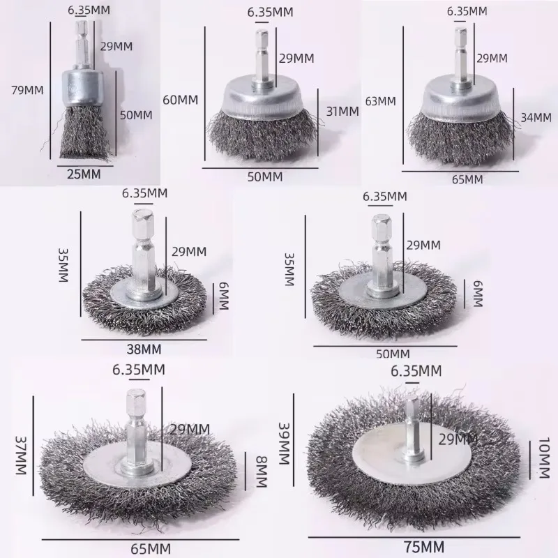 Wire Brush Wheel Cup Brush Set,Wire Brush for Drill 1/4 Inch Hex Shank Inch Coarse Carbon Steel Crimped Wire Wheel