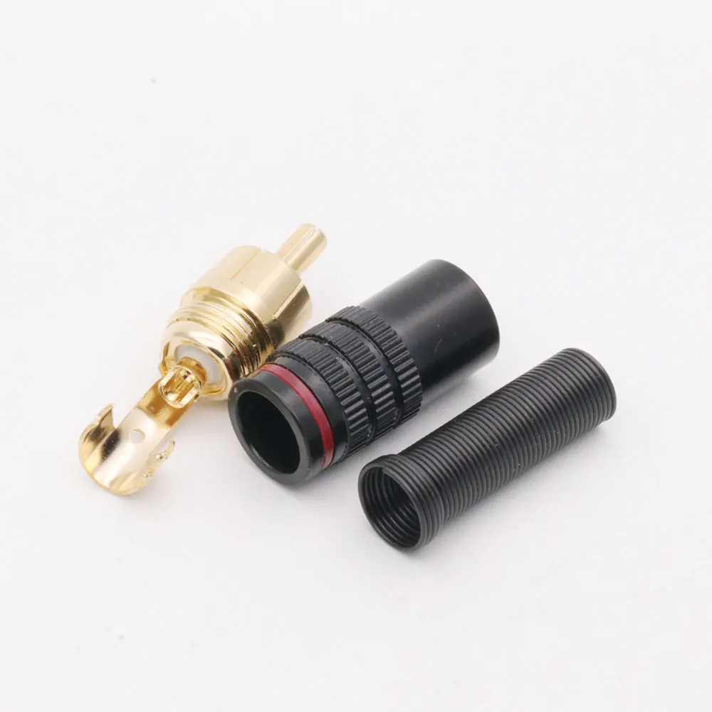 8pcs/4pairs RCA Connector Male RCA  jack Plug AV Plugs for PC Audio Video Welding DIY with Metal Spring Copper material