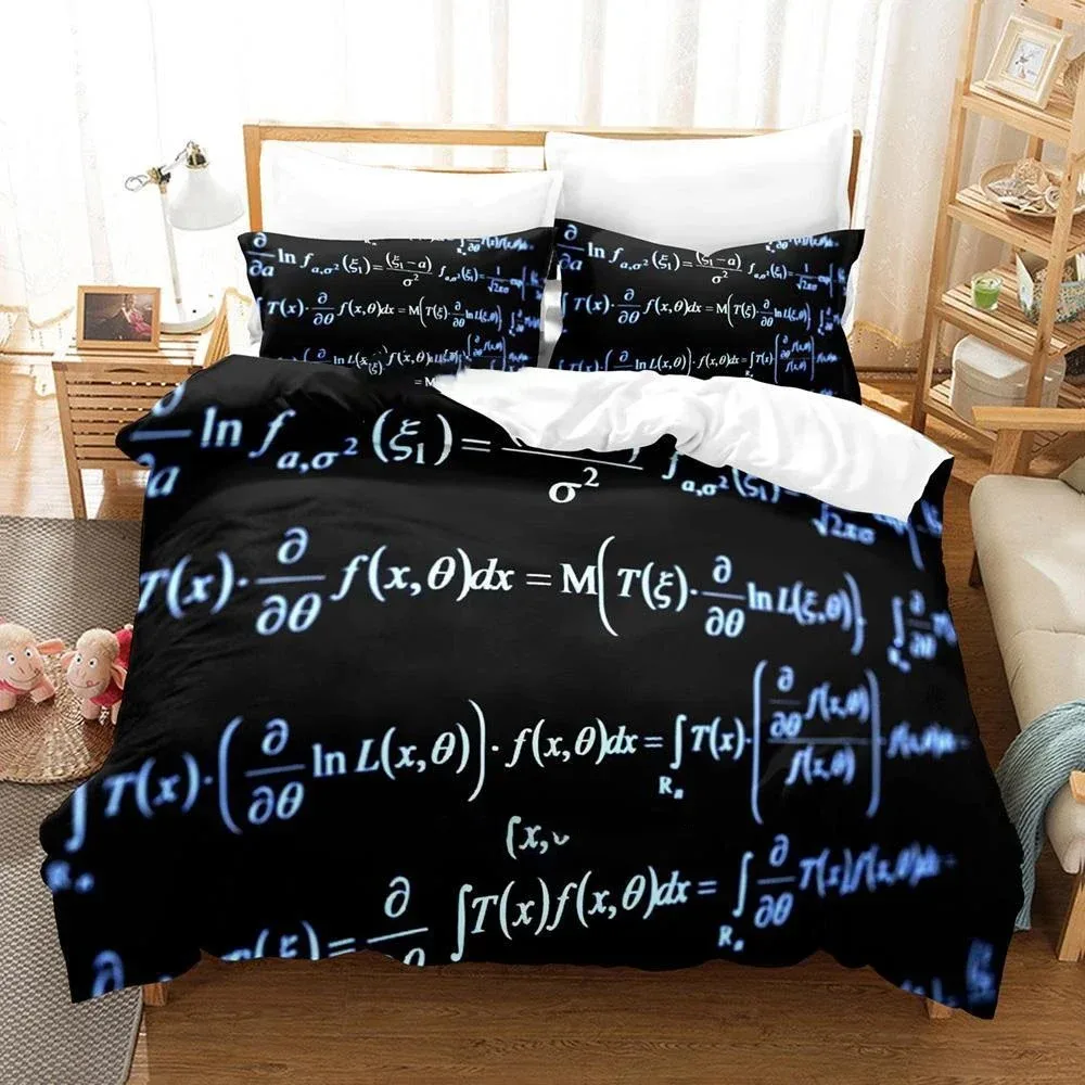 

3D Blackboard Formula Adult Boys Single Double Full Queen King Size Duvet cover Bedroom Math Genius New Quilt Cover Pillowcase