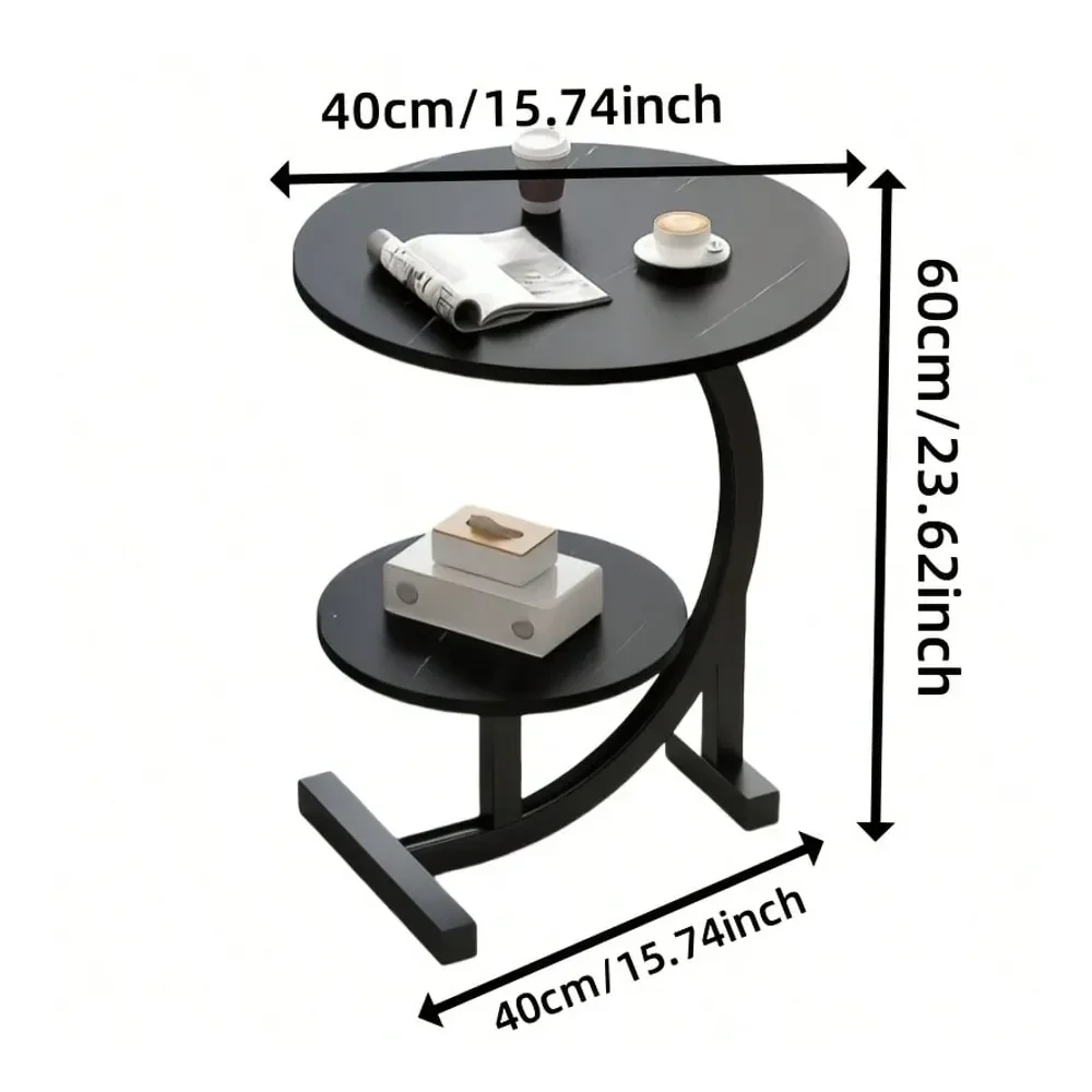 

Современный круглый приставной столик-тумба, компактный, белый/черный, с металлическим каркасом из инженерной древесины, шпоном дуба, высота 27 дюймов, для дивана
