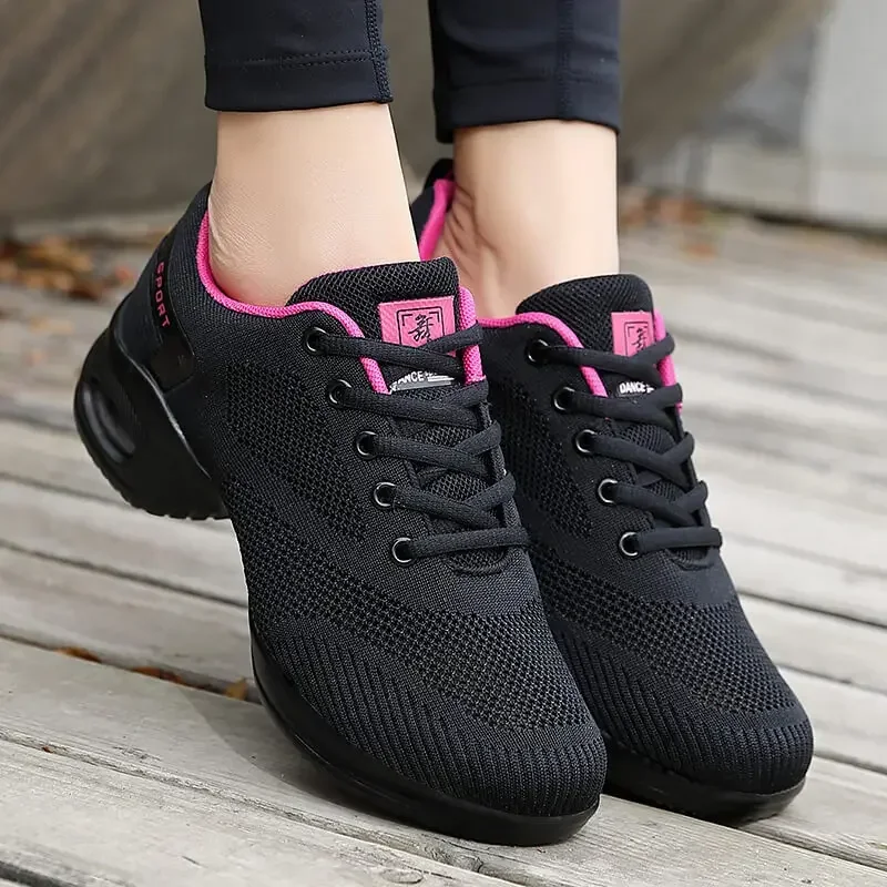 XIHAHA Casual Sneakers Women Jazz Dance Shoes Female White Outdoor Mesh Girls Modern Hip Hop Dancing Adult Ladies Sports Shoes