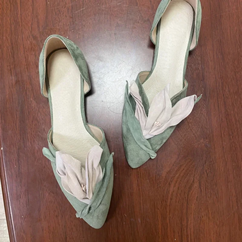 Super Nice Shoes Women\'s New Summer Niche Design Sandals Aesthetic Petal Pointed Toe Shallow Flat Shoes Handmade