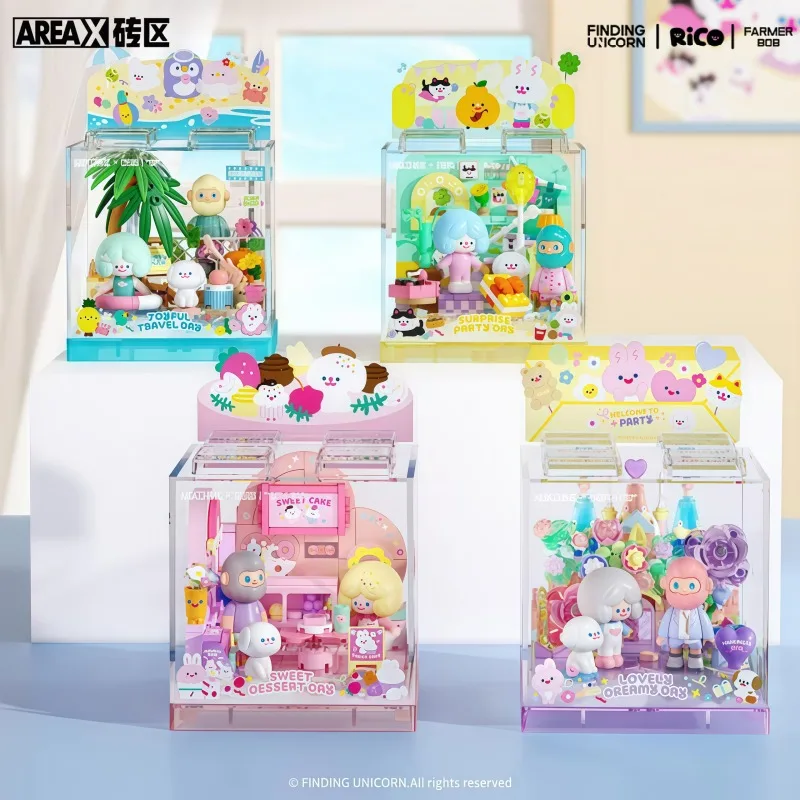 

FINDING UNICORN Сборка строительных блоков RiCO Неторопливый праздник Kawaii Игрушечная модель Настольная модель Детский праздничный подарок