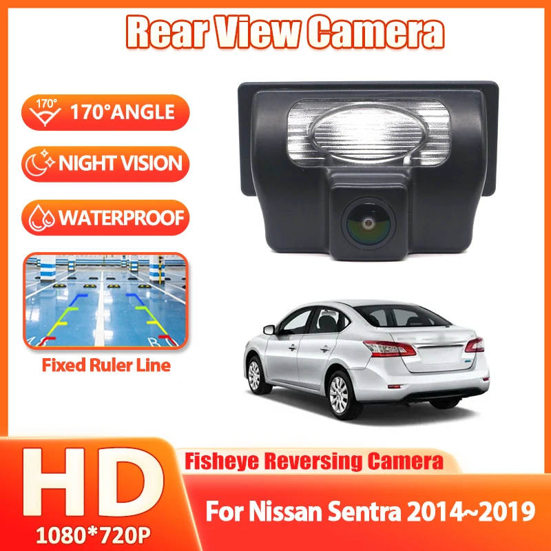 170° HD 1080P Rear view Camera RCA Video For Nissan Sentra 2014~2018 2019 Night Vision waterproof Reverse Reversing Fisheye Lens