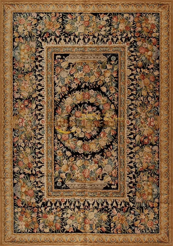 French Savonnerie Hand Knotted Wool Rug Carpet Carpet Handmade Sofa Floor Use Round carved Art Carpet Natural Sheep Wool