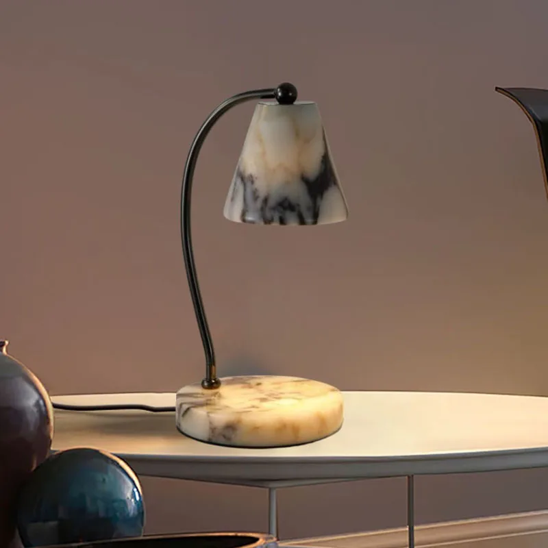 

Natural Marble Table Lamp Gu10 Bulb Black Metal For Hotel Bedroom Parlor Atmosphere Desk Lamp EU US AU Adapting Plug