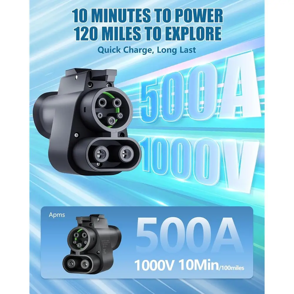 محول NACS إلى CCS، محول السيارة الكهربائية المتوافق مع شواحن Tesla Superchargers، Max 500A/1000V مناسب لسيارات Ford/VoIvo/GM EV (5 سنوات