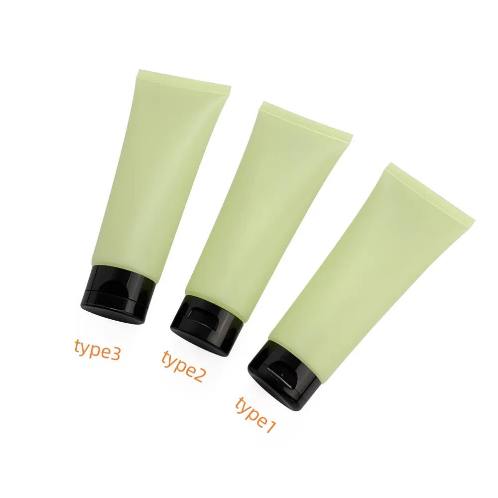 Wholesale 100m Matte Cosmetic Tube for Refillable Cleanser Lubricating Oil Gel Flip-Top Empty Bottles Translucent Green Bottle