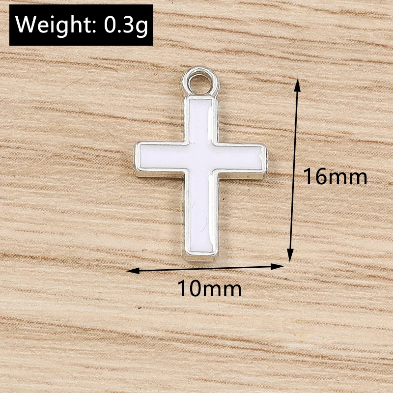 10 Stück 10 x 16 mm niedliche Emaille-Kreuz-Charms-Anhänger für Schmuckherstellung, Halsketten, Ohrringe, Armbänder, DIY, handgefertigtes Bastelzubehör – Detail 1