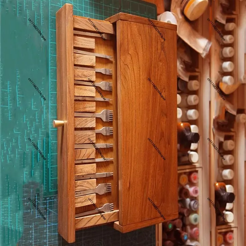organizador-de-herramientas-de-perforacion-de-cuero-diy-con-10-rejillas-de-madera-maciza-de-olmo-y-cajones-de-almacenamiento