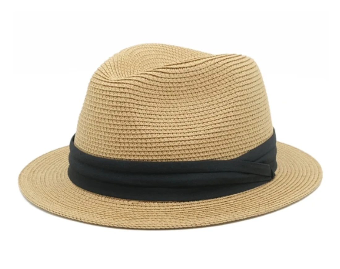 4cm Summer Fedora Short Brim Straw Hat Men Women Sun Hat Big Size Big Head Trilby Hats