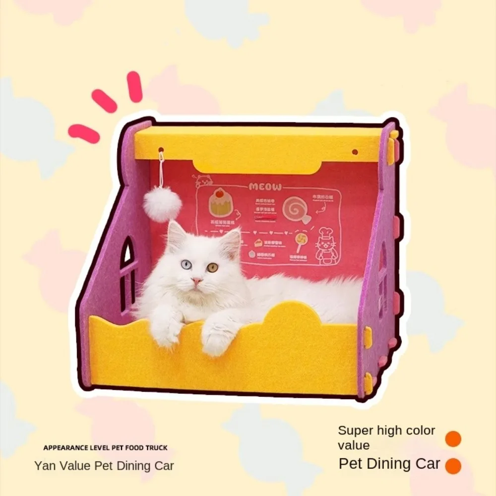 

Cat Play Rest Safety Felt Cat Nest Semi Closed Non Occupying Cat Paper Box Scratch Resistant Foldable Cat House Kitten