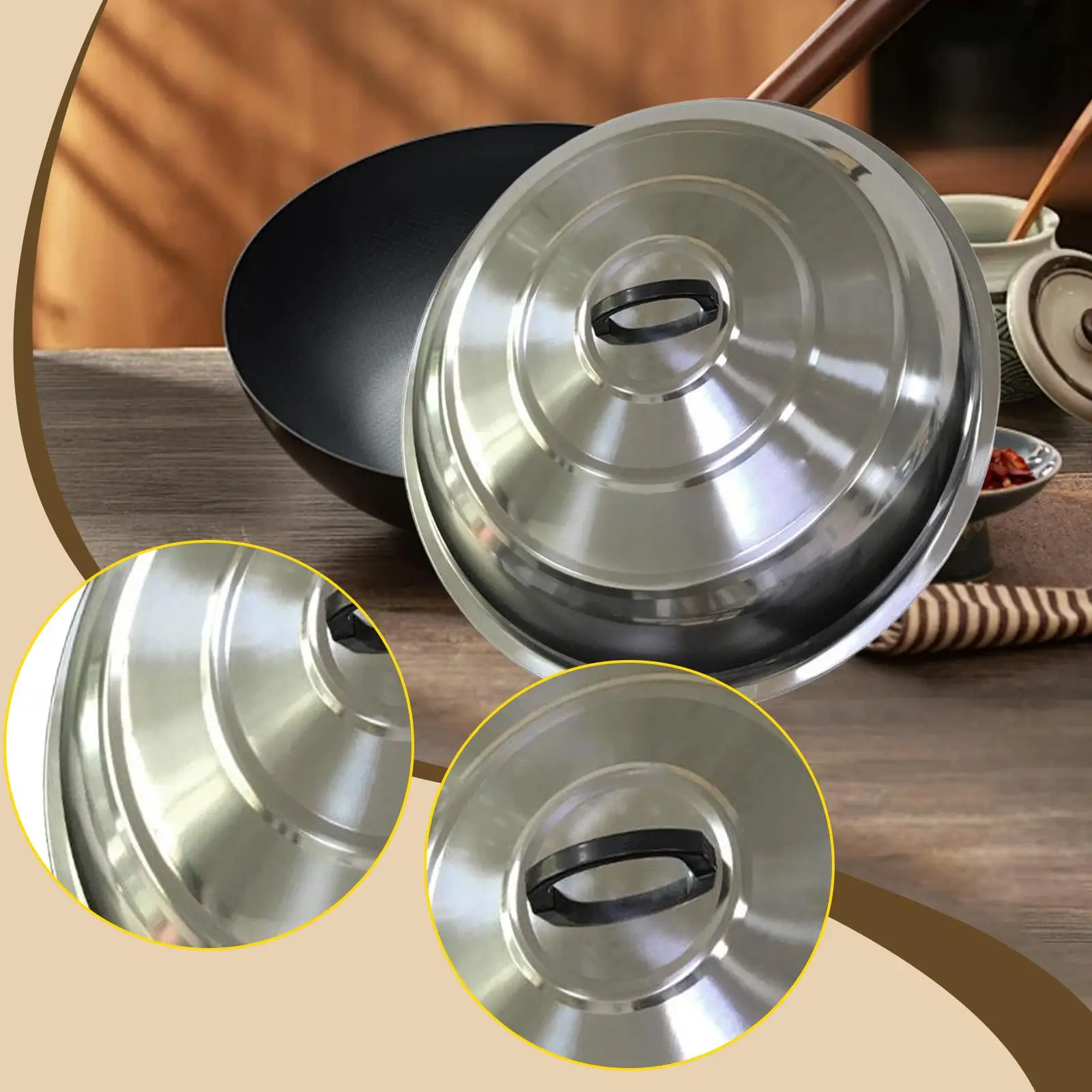 

Нержавеющая сталь, глубокая крышка для суповой кастрюли, крышка для кастрюли, универсальная сменная крышка для посуды, крышка для сковороды, крышка вока для кухни, отеля