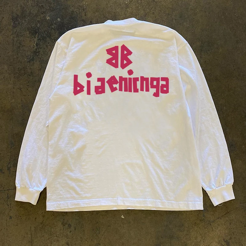 ヘビーウェイト300g純綿長袖tシャツ-ストリートスタイル-レトロアメリカン-オーバーサイズ-レタリング-多用途カジュアルウェア