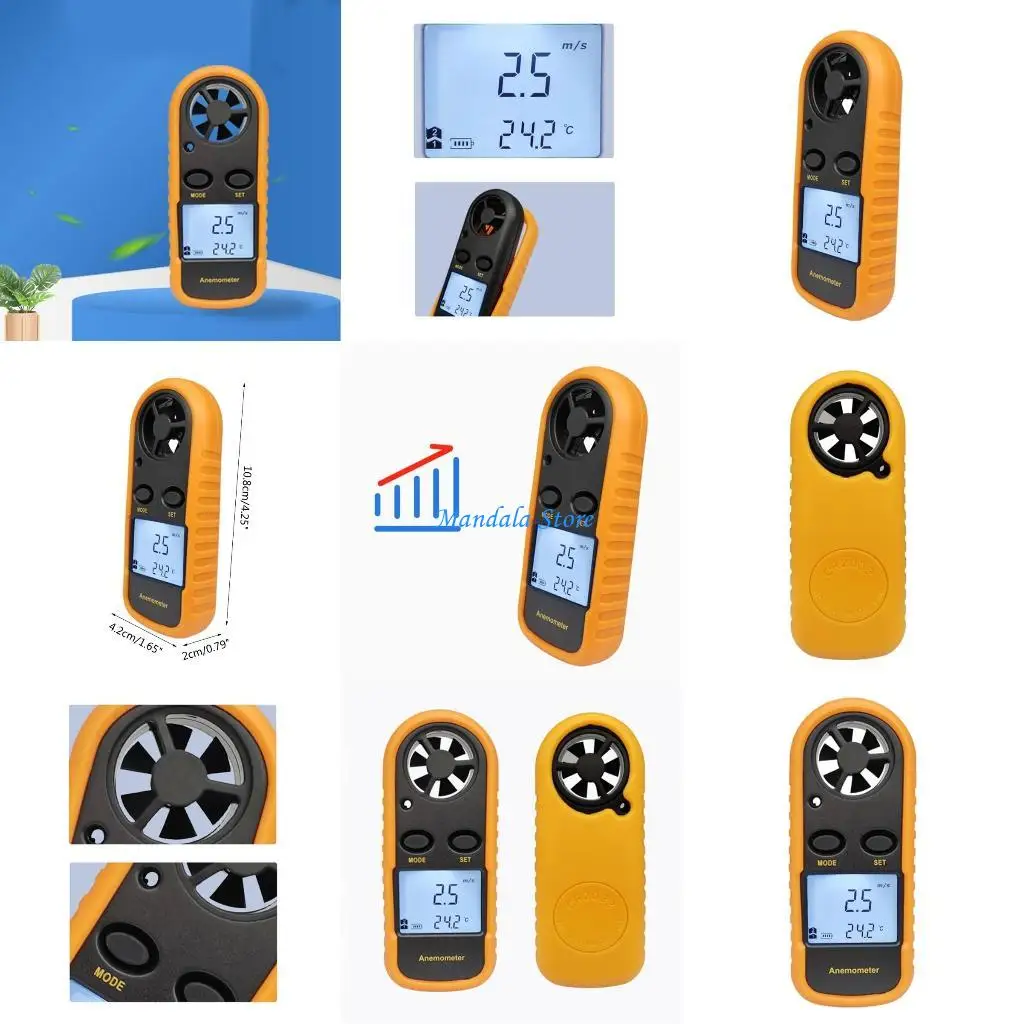 

U2JC Handheld Anemometer Digital WindSpeed Measurement Temperature Tester LCD Display