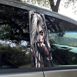 Happy Girl Car Sticker - 1 Pair, Durable Waterproof, Thick Glossy PVC, Scratch Resistant Body B Pillar Sticker