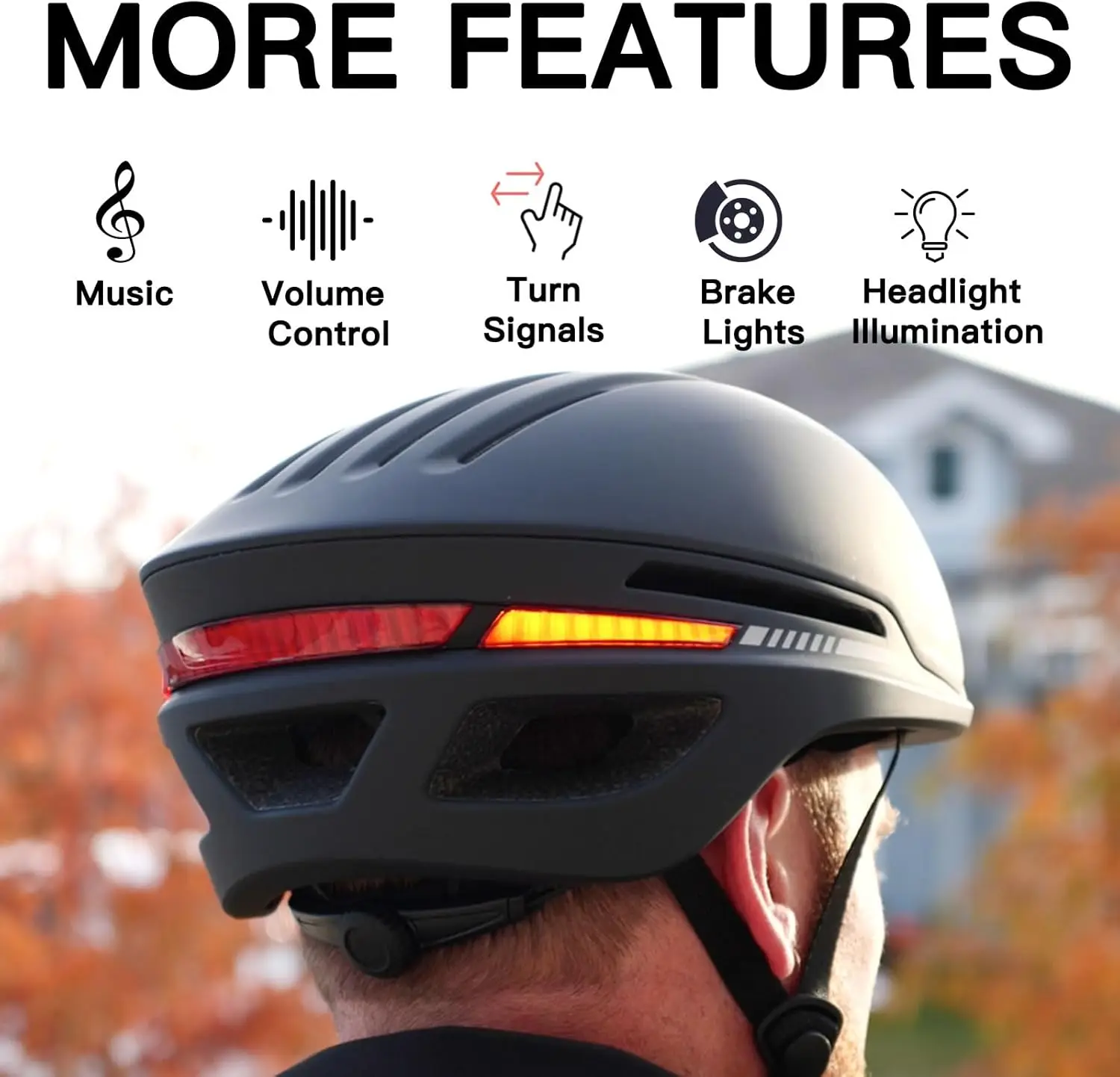 Bike Helmet with Bluetooth, Smart Bike Helmet for Adults Men Women with Built-in Speakers, Auto Brake Blinker, Front and Rear