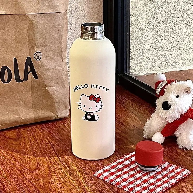 

Kawaii Hello Kitty Sanrio Student Cute Cartoon Stainless Steel Thermos Cup Large Capacity Water Bottle Children Gift for Kids