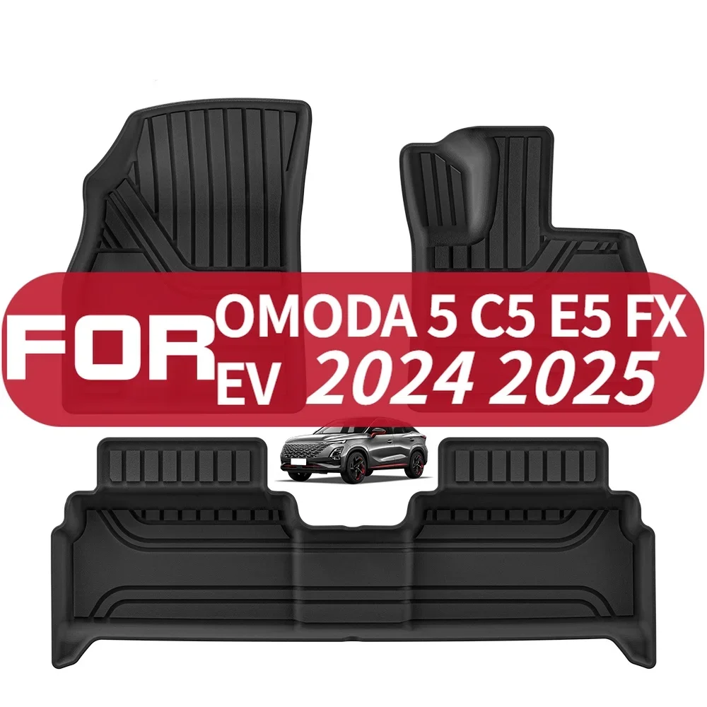 

For OMODA 5 C5 E5 FX EV 2024 2025 Right Hand Drive Car Floor Mats TPE 3D Foot Pad Waterproof Set BLACK