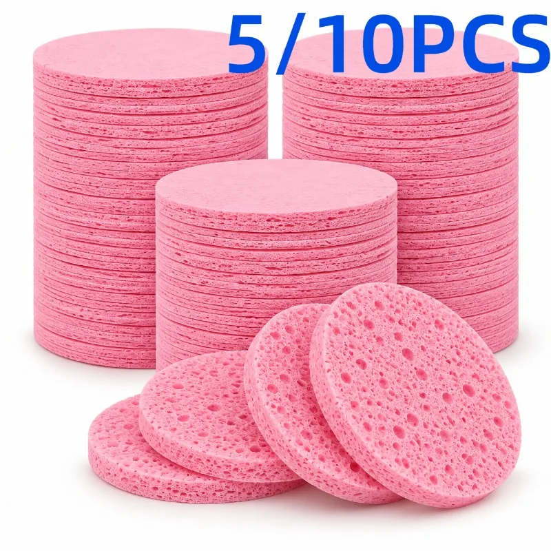 5/10PCS Reusable Facial Cleansing Sponges Round Makeup Remover Pads Face Wash Exfoliating Sponge for Skin Care Beauty Tools