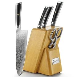 Sunnecko Damascus Knives 1-6Pcs/Set Ultra Sharp VG10 Core Blade Cut Utility Chef's Cleaver Santoku Slicing Paring Kitchen Knife