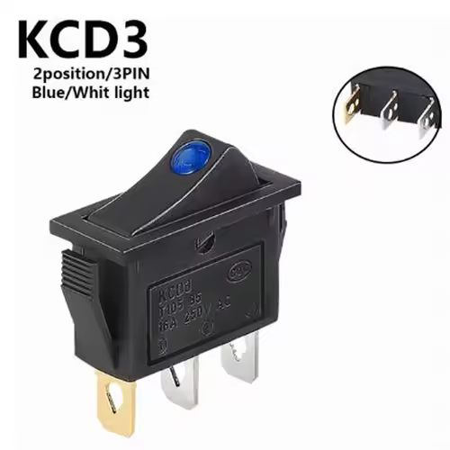 1PCS KCD3 Rocker Switch ON-OFF ON-OFF-ON 2 Position 3Pins Electrical equipment With Light Power Switch 16A 250V / 20A 125V AC - Image 7