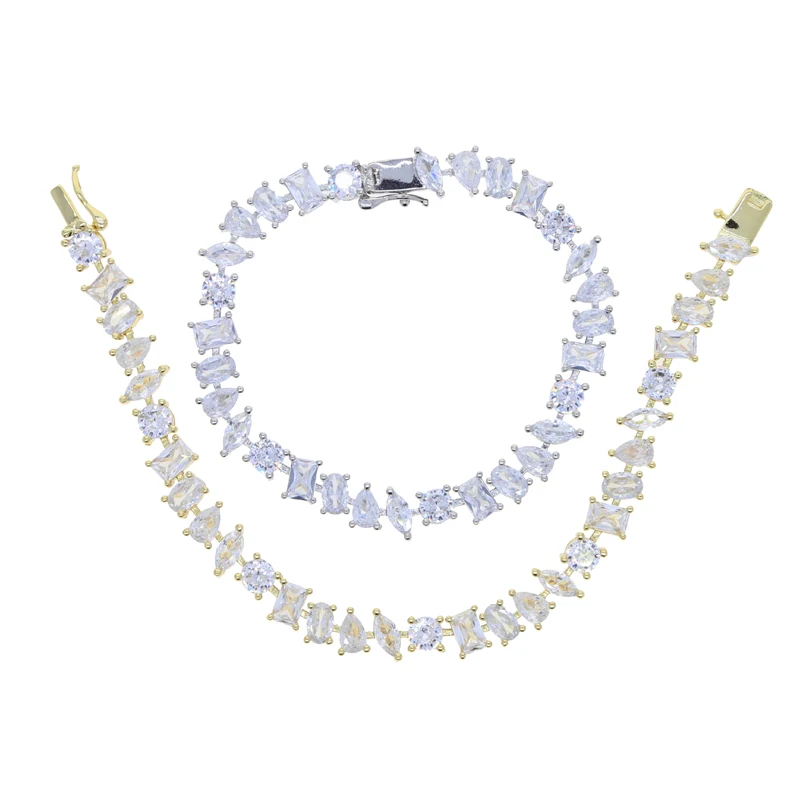 Iced Out Bling Women Jewelry Geometric Various Shaped Prong Set CZ Tennis Chain Fashion Women Girl Bracelet view 3