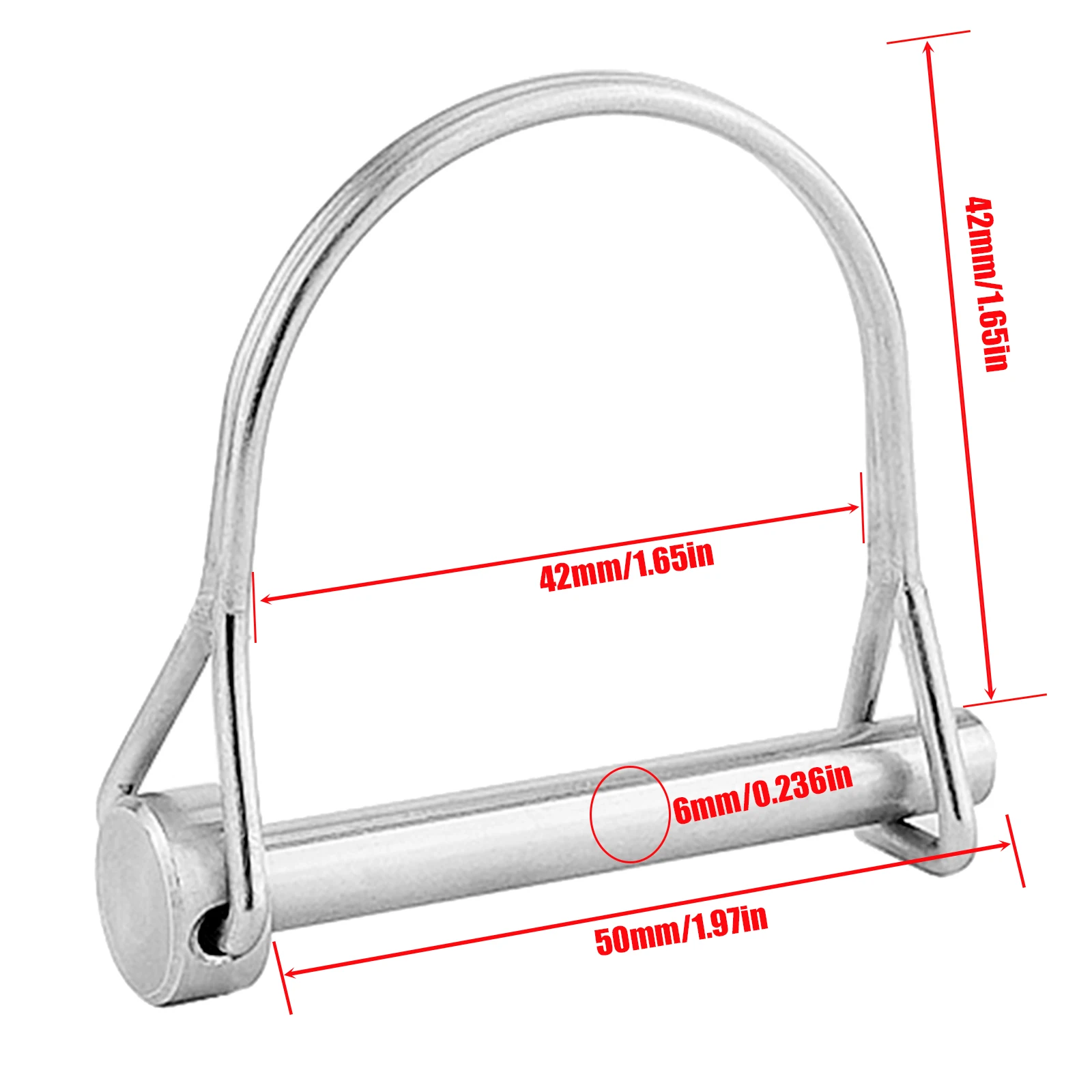 Trailer Coupler Safety Hitch Pin Lock D Shape Universal Heavy Duty Towing Hook 1/4Inch 6mm Dia x 2Inch 50mm 70mm Quick Lock