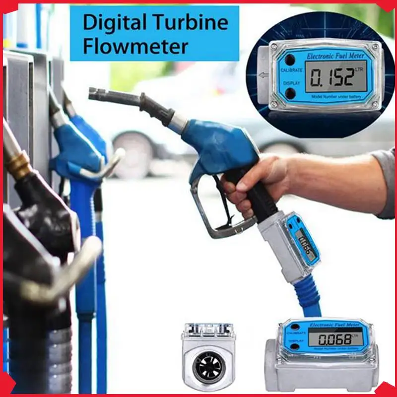 

B17B 2X 25 Digital Turbine Flow Meter For Measuring Gasoline Water Sea Liquid Flowmeter Blue