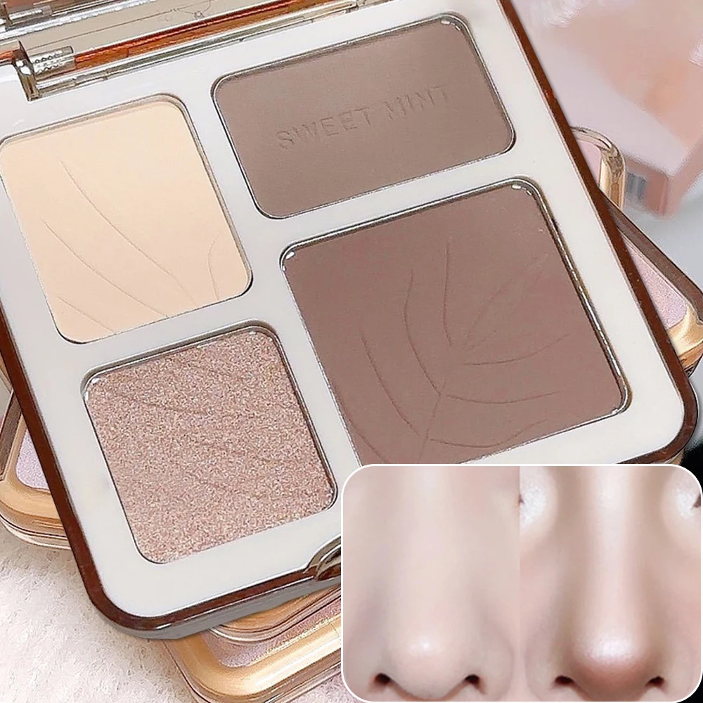 4 cores contorno bronzer pó paleta rosto fosco sombra brilho duradouro iluminar contorno shimmer iluminador em pó cosméticos