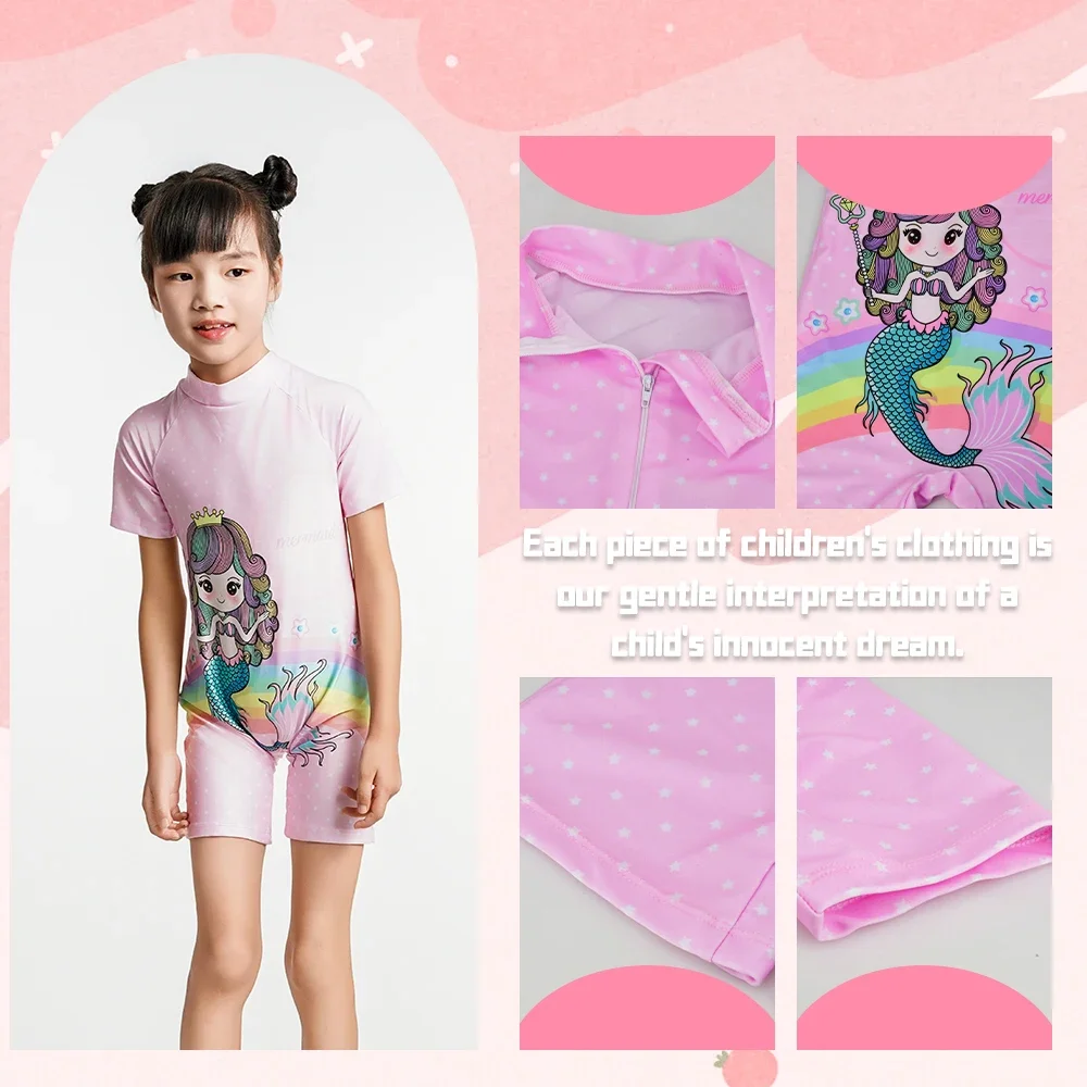 2024 New Cute Cartoon Swimwear Girls Children One-piece suit Kids Swimming Costume  Protection Light Breathable Swimming Set