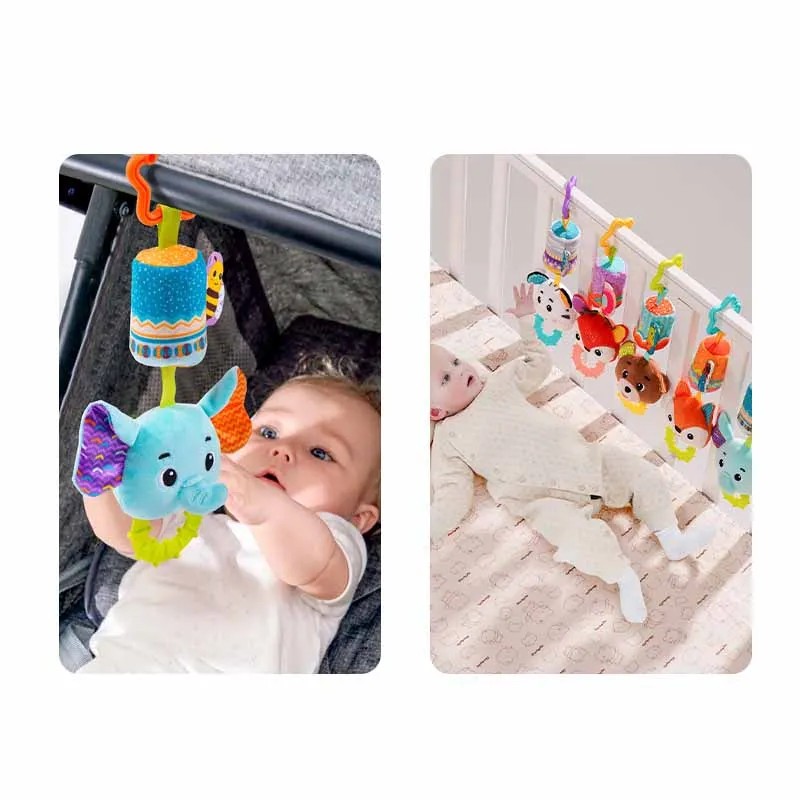 Pendurado Wind Chime para bebê recém-nascido, brinquedos de pelúcia de animais pequenos, carro calmante, cama pendurada, carrinho, 0-1 anos de idade