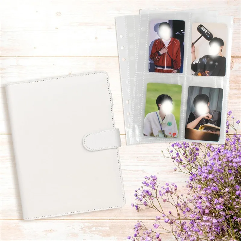 1PC A5 Kpop Photocard Binder with 25 pages 4-Pocket Card Collector Album with 200 Card Slots PU Leather Cover Organizing Cards