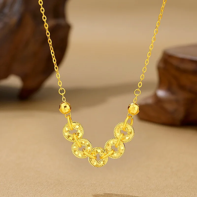 

TIMESWIND Shining S925 Silver Five Coins Chinese-Style Wealth Women Necklace with Certificate