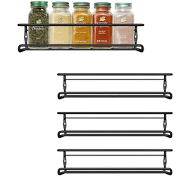 Condiment Seasoning Hanging Shelf Kitchen Stainless Steel Wall Mounted Spice Jar Rack Organizer for Cabinet Door