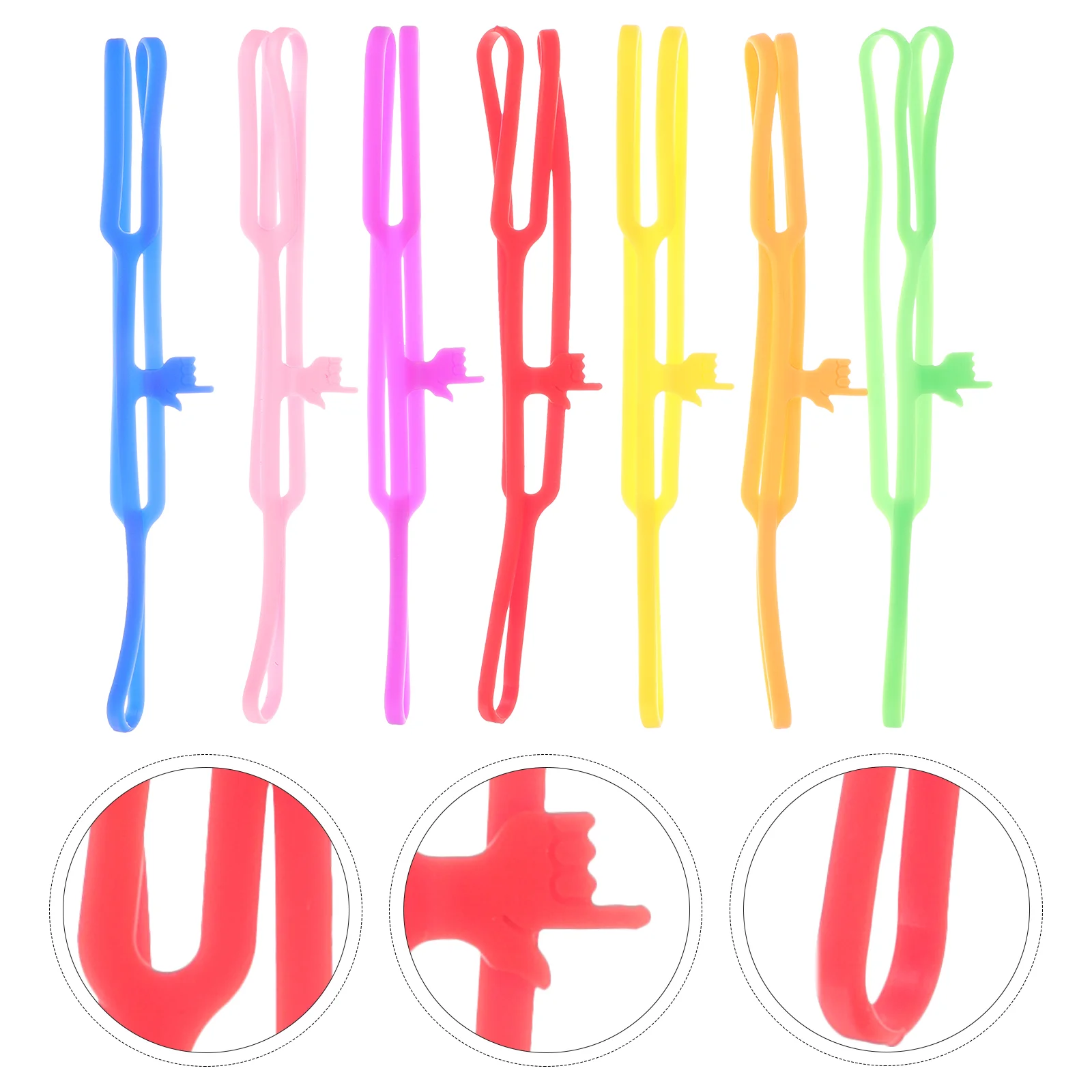 

7 Pcs Silicone Bookmark Point Markers Bookmarks Lovely Finger Students Stationery Elasticity