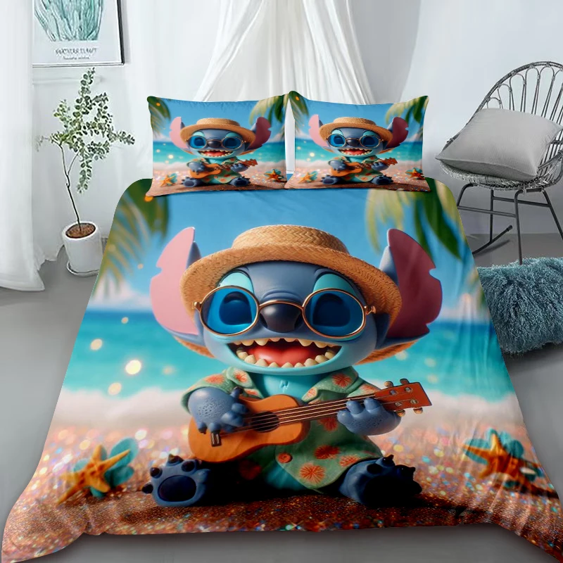 Stitch dekbedovertrek beddengoedset, zacht en comfortabel dekbedovertrek met ritssluiting, groot kingsize huis slaapkamer decor vakantiecadeau