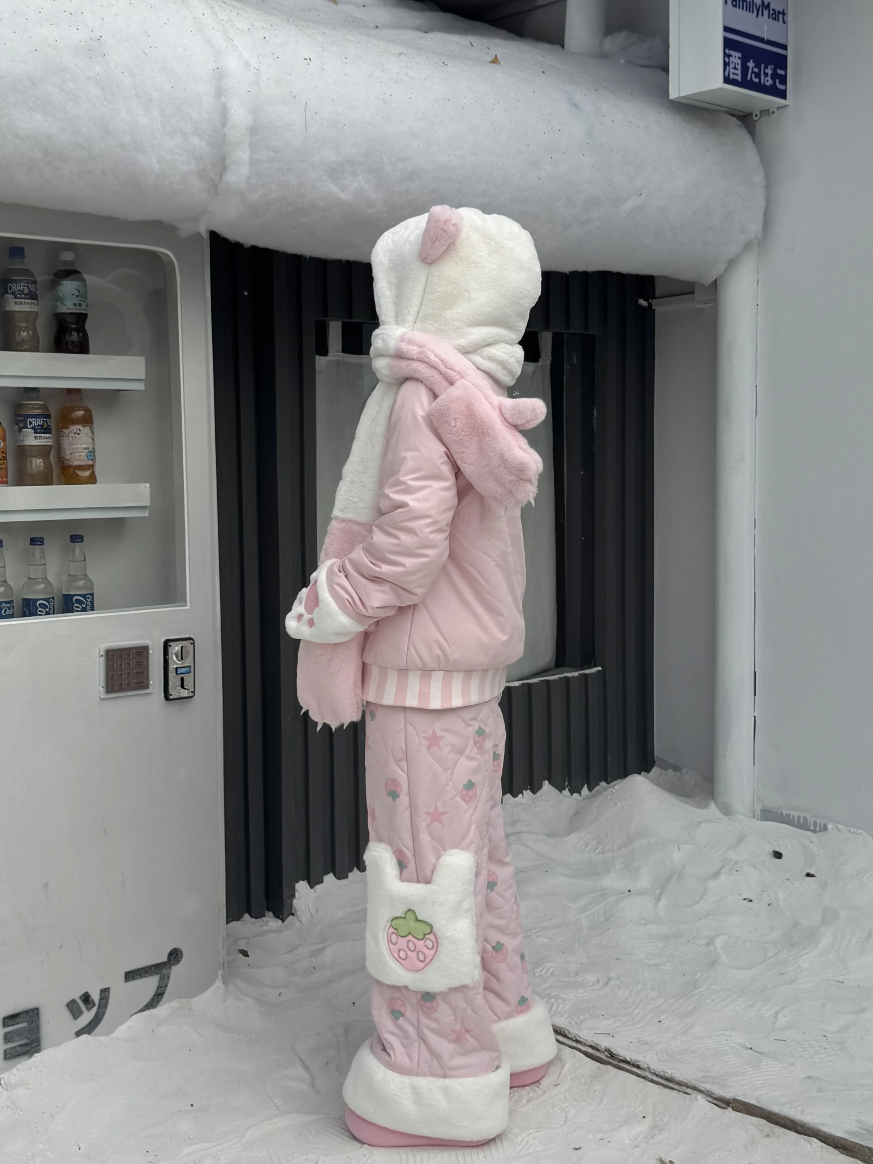 Autumn Winter New Japanese Style Soft Girl Sweet Cute Casual Pink Strawberry Embroidery Straight Warm Long Cotton Pants