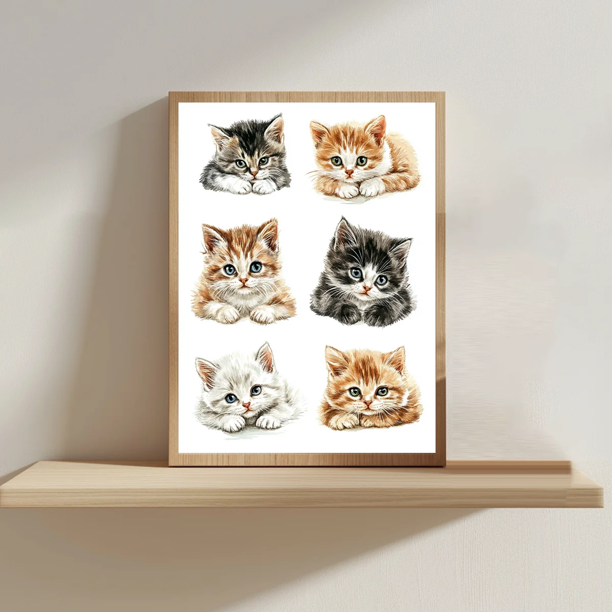 1PC 30x40cm/ 11.8x15.7-inch DIY Cross-stitch Set, Six-cat Cross-stitch Set, Living Room Entrance Bedroom Decoration