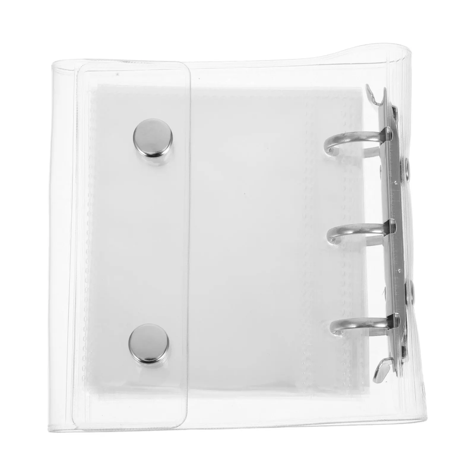 

1Set Mini Transparent Round Ring Binder Cover Soft PVC Clear Folder Snap Button Closure for Loose Leaf Notes