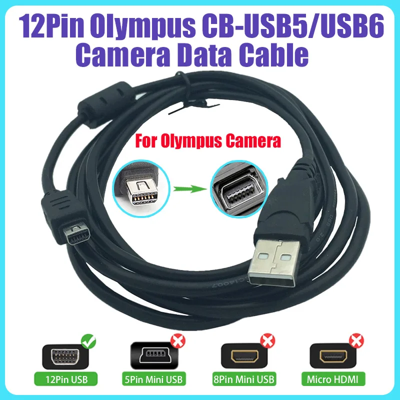 【Fast Delivery】12Pin USB Data Charging Cable For Olympus Camera Data Transfer Charging Cord CB-USB5 CB-USB6 CB-USB8 Replacement