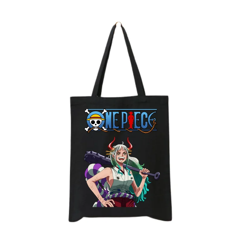 One Piece Canvas Handbag Luffy Cartoon Graphic Print Large Capacity Fashion Shoulder Bags Portable Eco Shopping Bag Tote Bag view 5