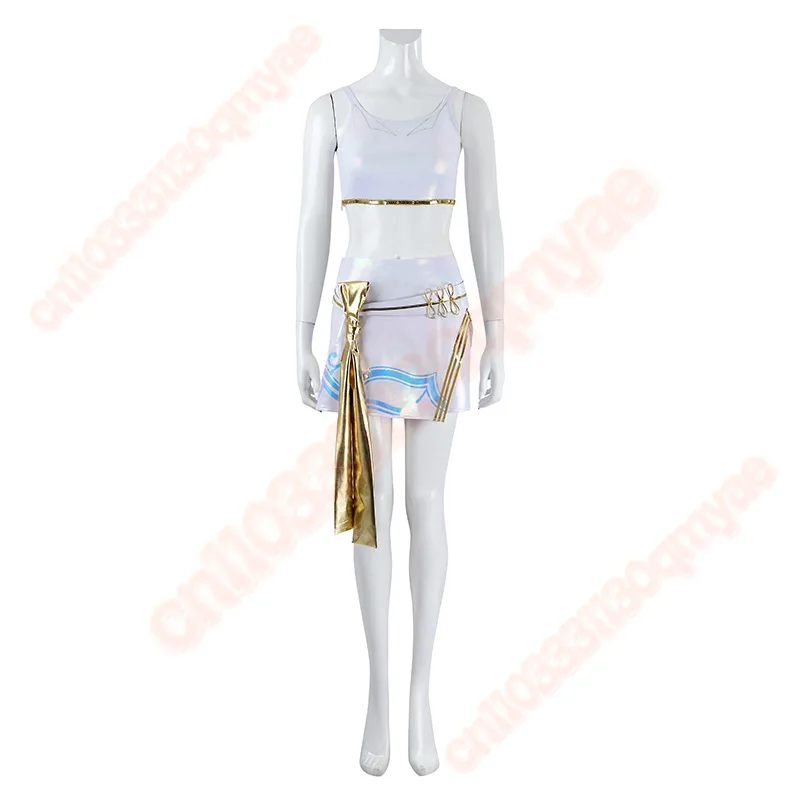 KPop 악마 사냥꾼 Zoey 코스프레 의상 화이트 무대 유니폼 Huntrix 복장 스커트 Huntrix 축제 할로윈 파티 여성용 소녀