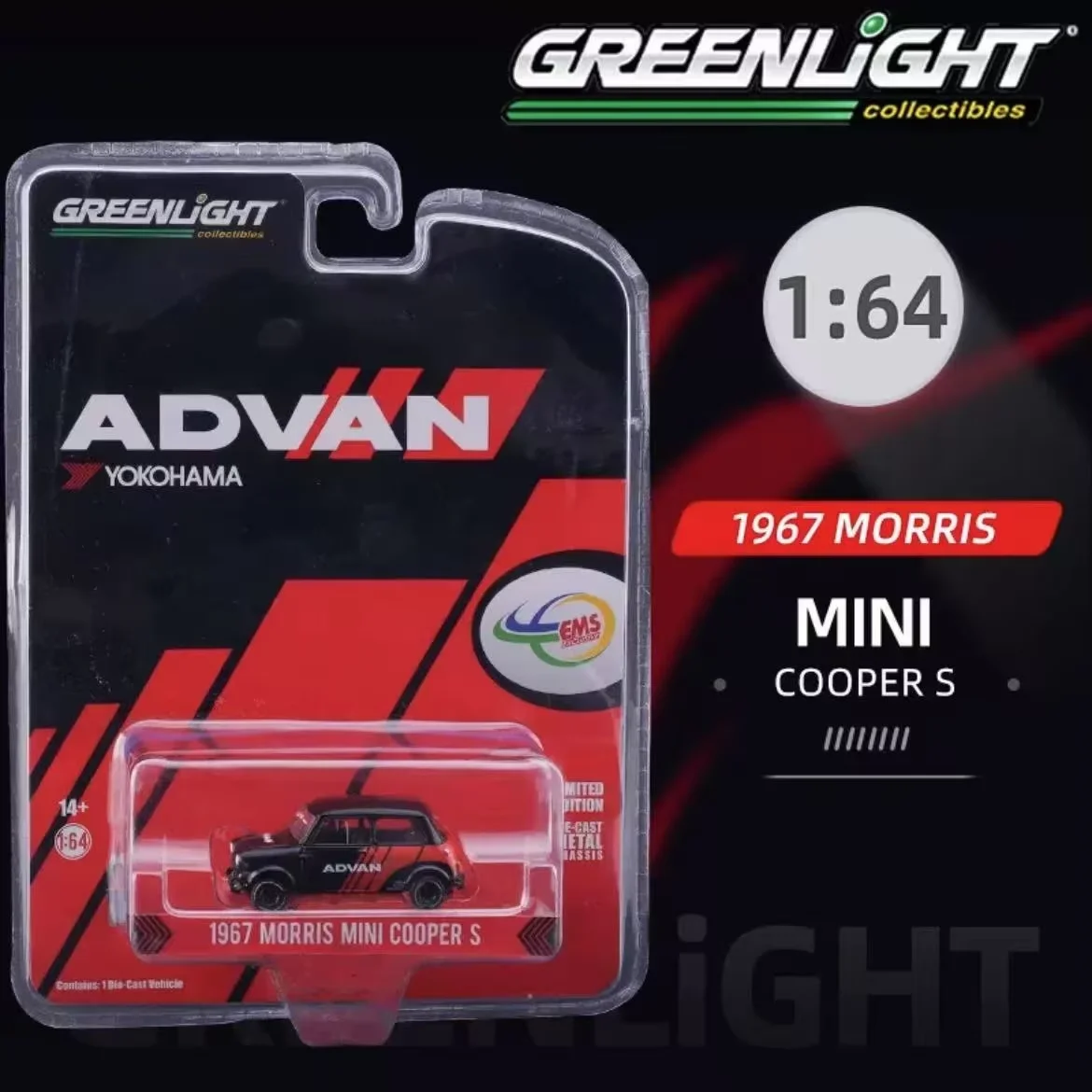 

GreenLight 1:64 1967 Morris Mini Cooper S Yokohama - ADVAN Diecast Metal Alloy Model Car Toys For Gift Collection