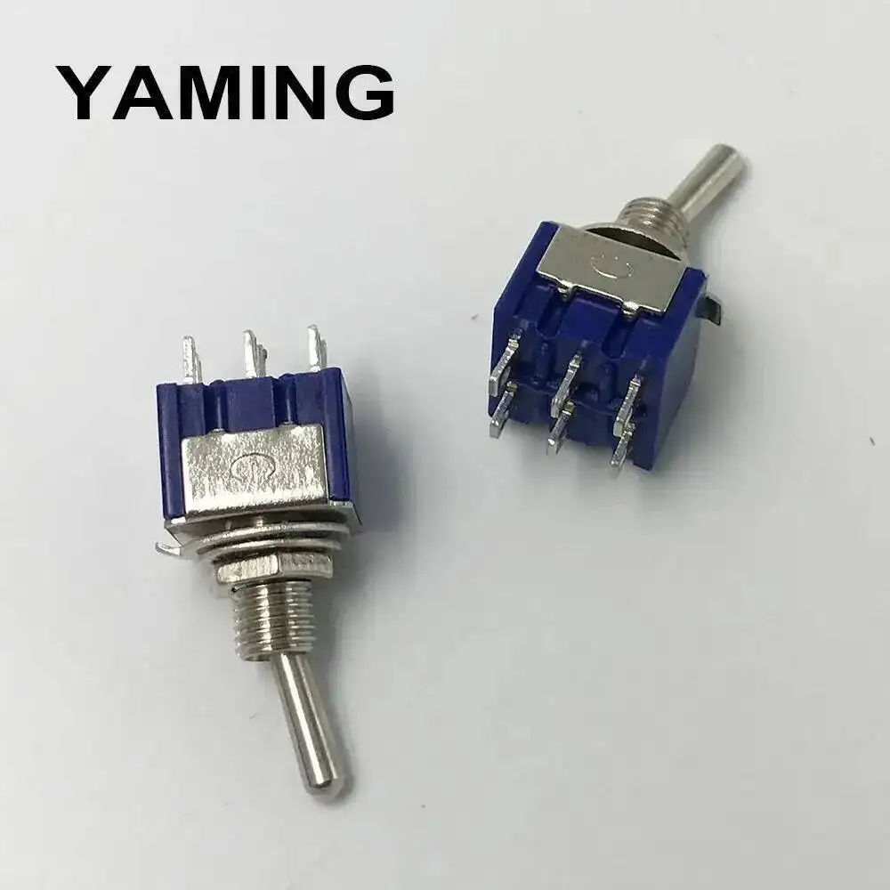 100pcs 6mm 2Position 6Pins Toggle Switch 2A 5A 6A 250V Rocker Switch For Motor Car Boat MTS202
