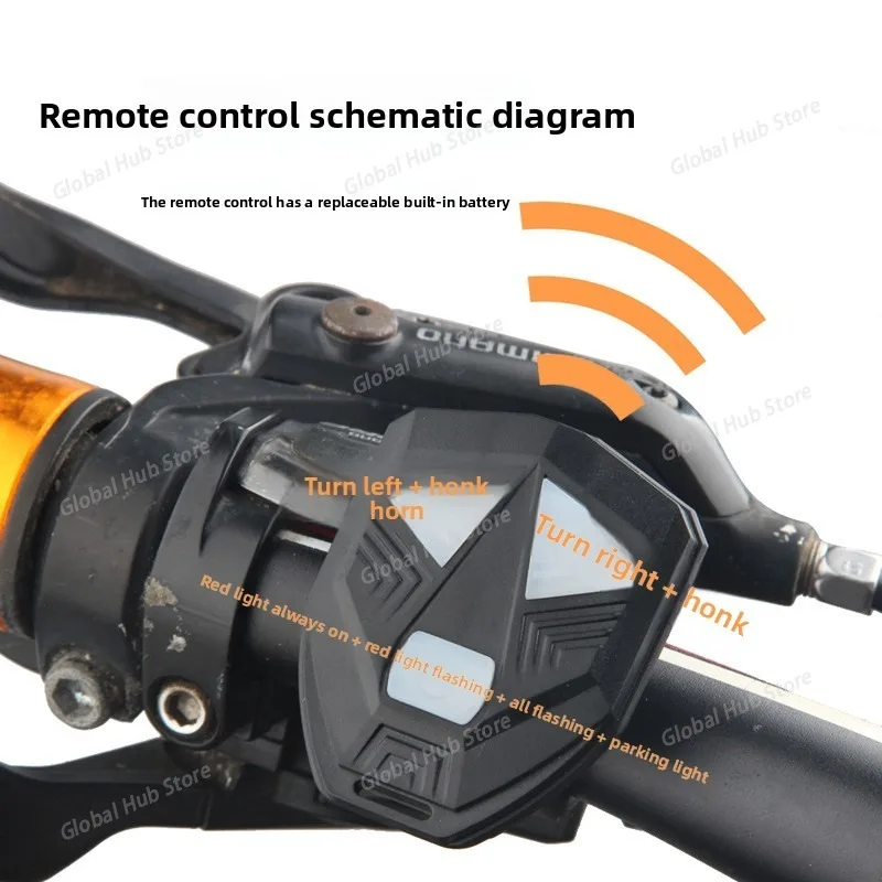 New Remote-controlled Turn Signal, USB Charging, Waterproof, High-brightness, 40LED Bicycle Taillight with Horn Warning Light