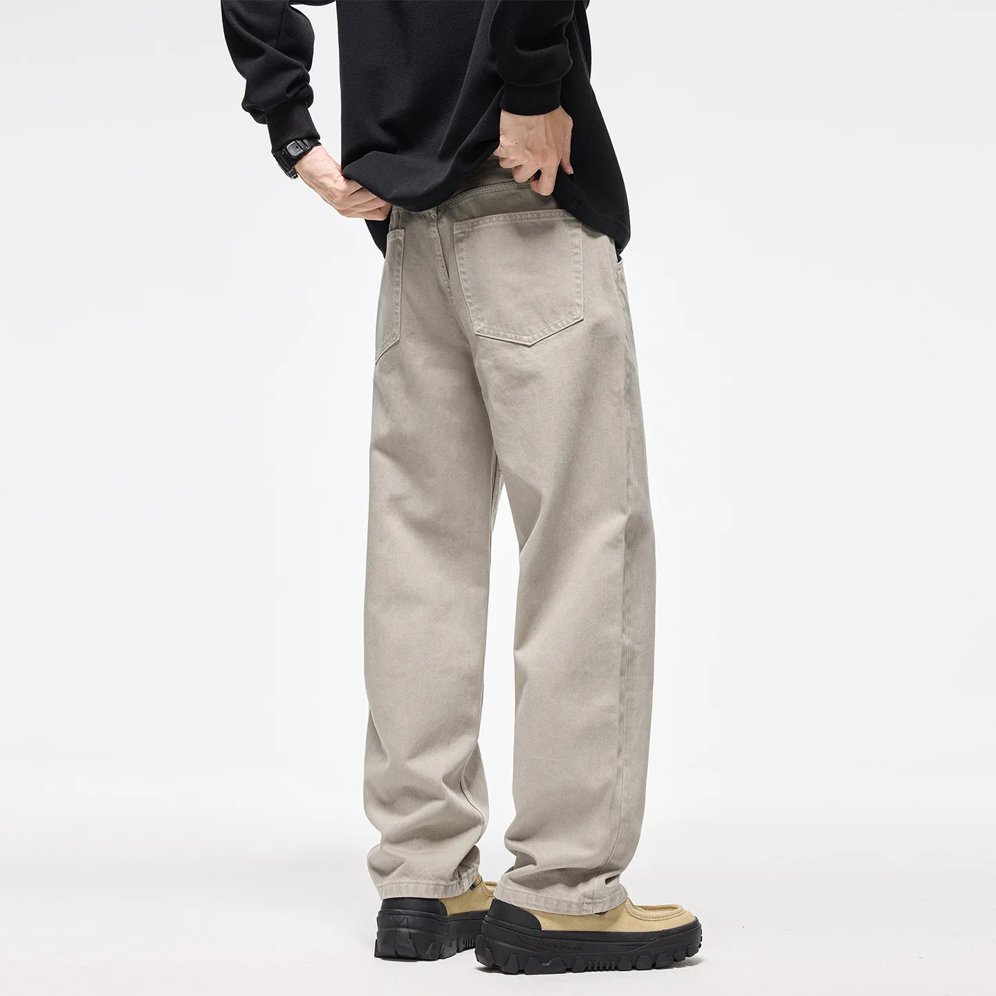 

Американские модные брендовые джинсы из чистого хлопка в стиле ретро, мужские свободные повседневные прямые брюки на осень и зиму 2025 года