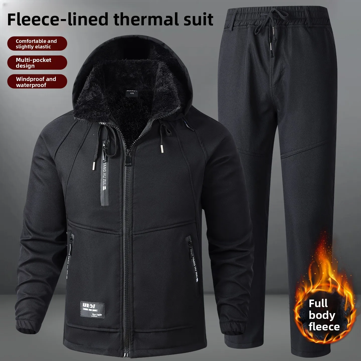 Winter Waterproof Workwear Set for Men Thick Fleece Lined Warm Labor Protection Clothing Outdoor Construction Working Outfit