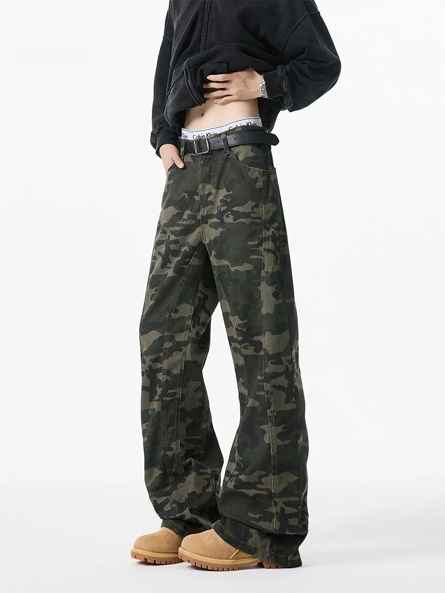 

American Retro Camouflage Work Pants Men's Autumn Winter Street Hip Hop Flared Casual Straight Leg Long Trousers