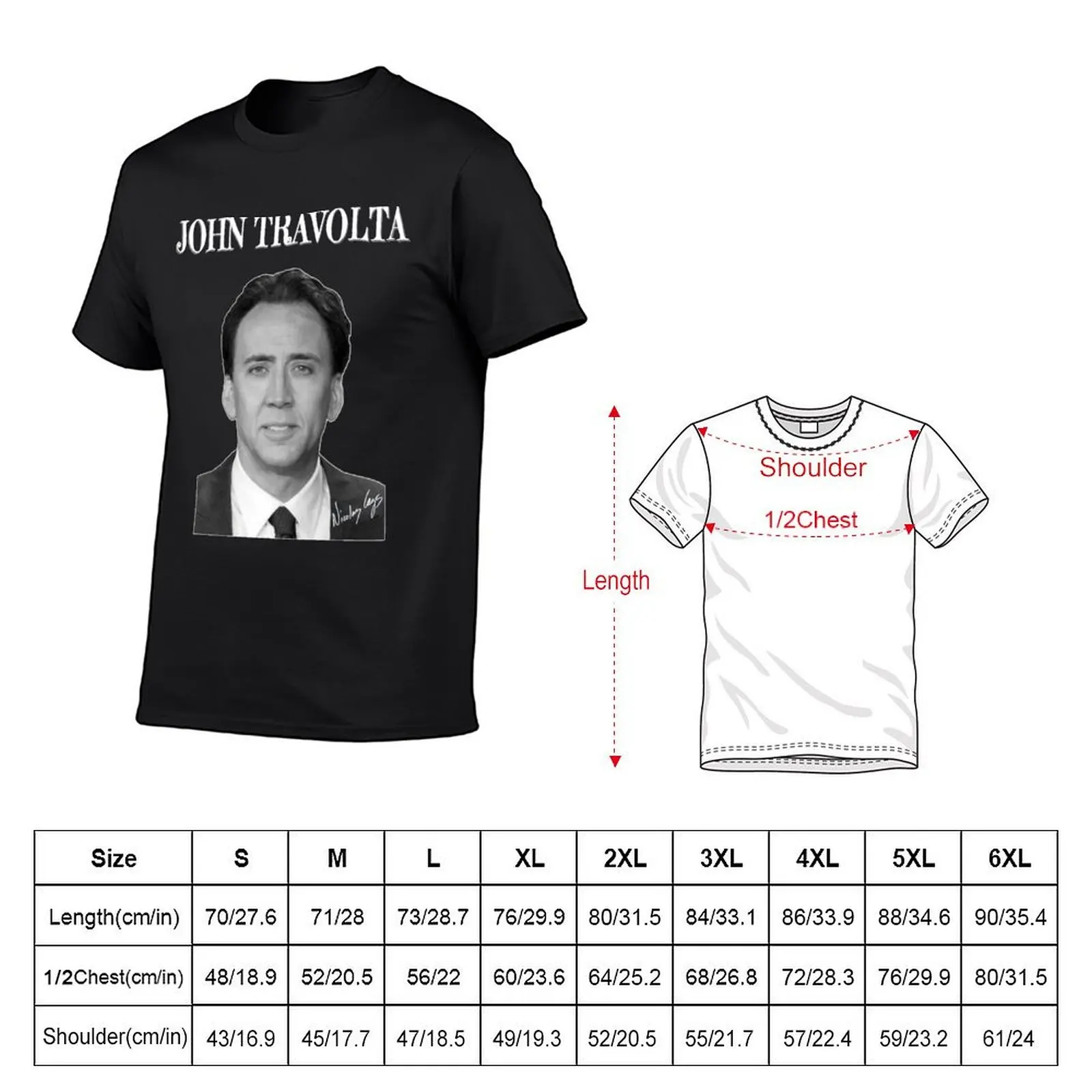 Nicholas Cage as John Travolta - Nicolas Cage - Nick Cage - Nic T-Shirt blanks plus sizes Short sleeve tee men